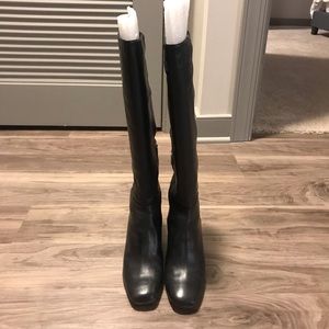 Schutz knee length black boots with heels